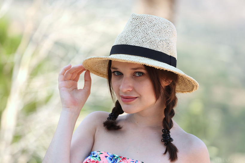 Sexy Brunette Serena Wood Is Adorable In Her Skimpy Playsuit, Her Hair In Cute Pigtails - 