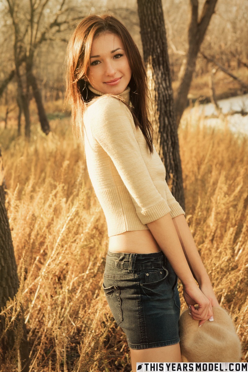 Sexy Sienna Strips In The Autumn Forest - 