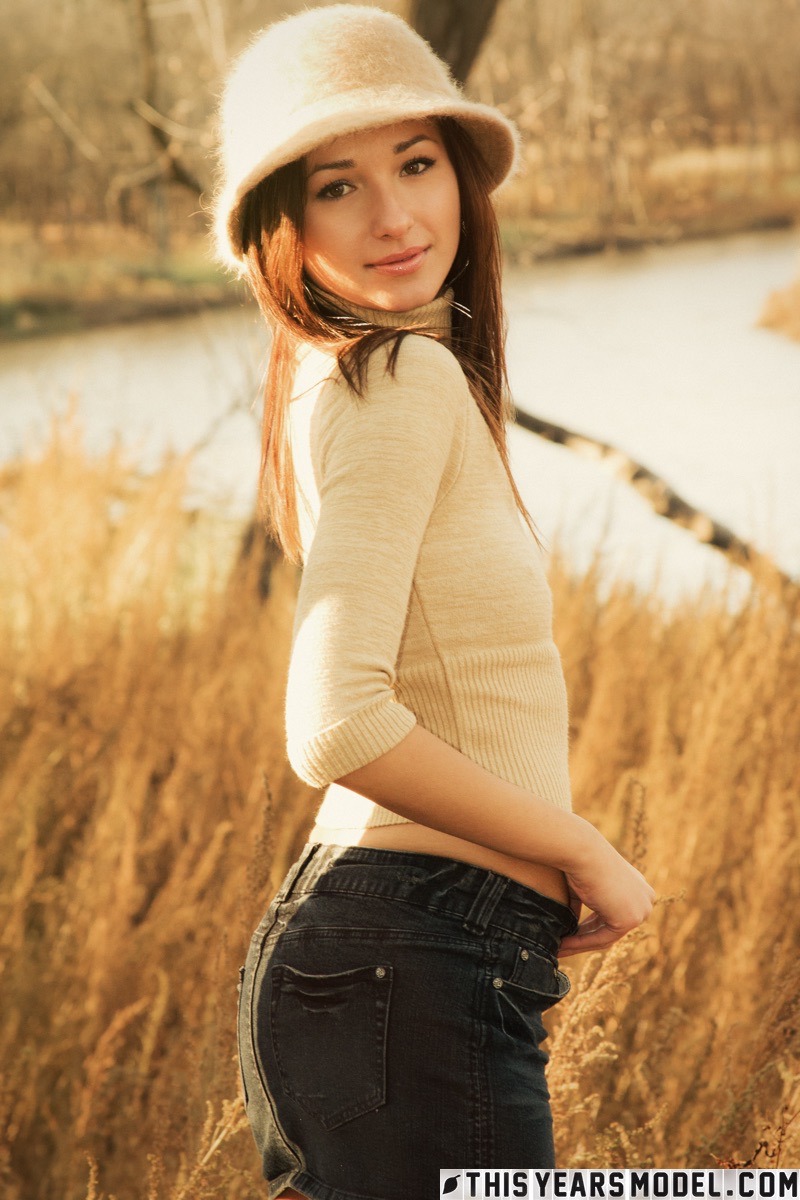 Sexy Sienna Strips In The Autumn Forest - 