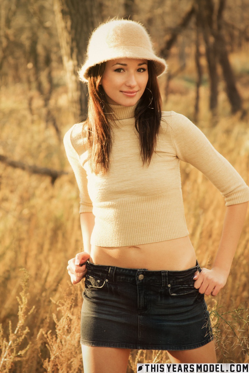 Sexy Sienna Strips In The Autumn Forest - 